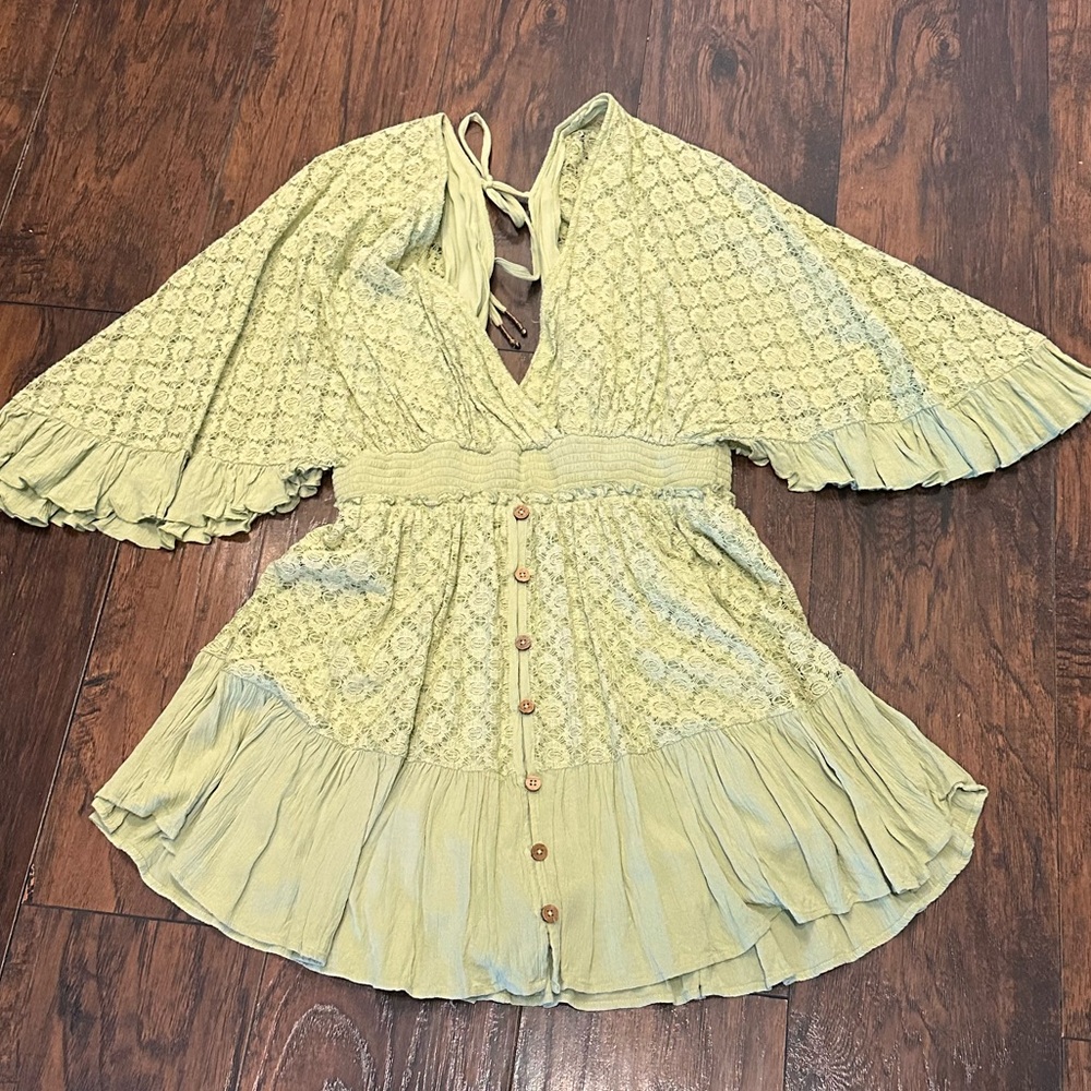 Free People Romper/Jumper Lime Green Lace